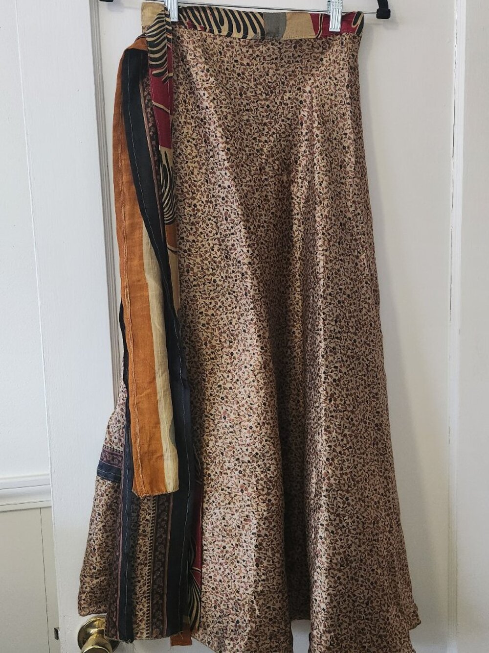 Darn Good Yarn Reversible Wrap Skirt One Size Boho Maxi Floral & Polka Dot